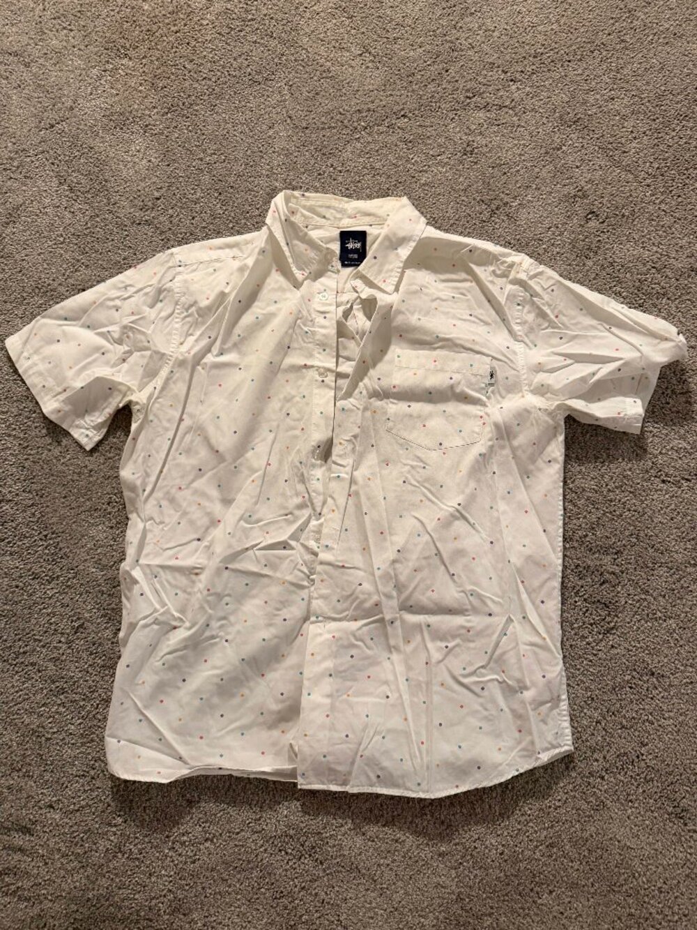 Stussy rainbow confetti button up Medium